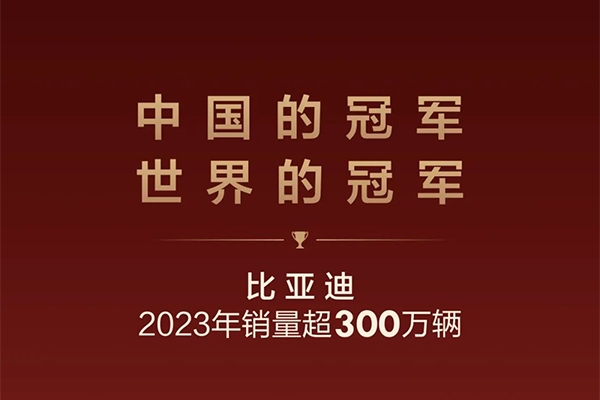 雙料冠軍！比亞迪年銷破300萬破中國市場銷售記錄