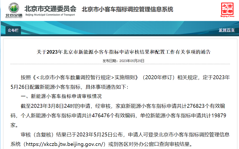 近28萬(wàn)家庭申請(qǐng)配置5萬(wàn)個(gè)指標(biāo)！北京新能源指標(biāo)分?jǐn)?shù)線明日公布