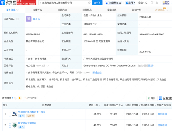 廣東藏粵直流電力運營有限公司
